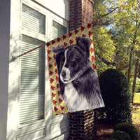 Border Collie Fall Leaves Portrait Flag Canvas House Size