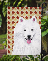 American Eskimo Fall Leaves Portrait Flag Garden Size