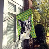 Boston Terrier St. Patrick's Day Shamrock Portrait Flag Canvas House Size