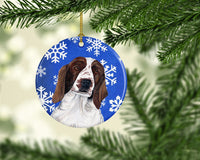 Welsh Springer Spaniel Winter Snowflakes Holiday Ceramic Ornament SC9380