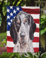 Blue Tick Coonhound with American Flag USA Flag Garden Size SC9625GF
