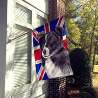Border Collie with English Union Jack British Flag Flag Canvas House Size SC9824CHF