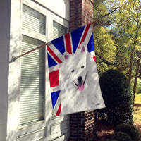 American Eskimo with English Union Jack British Flag Flag Canvas House Size SC9836CHF