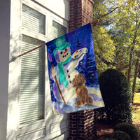 Artist Snowman with Boykin Spaniel Flag Canvas House Size