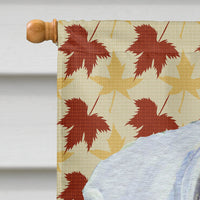 Boxer White Fall Leaves Portrait Flag Canvas House Size