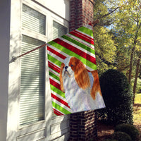 English Toy Spaniel Candy Cane Holiday Christmas Flag Canvas House Size