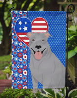 Blue Pit Bull Terrier USA American Flag Garden Size