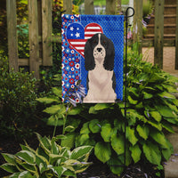 Black English Springer Spaniel USA American Flag Garden Size