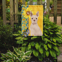 Summer Sunflowers White Boston Terrier Flag Garden Size