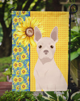Summer Sunflowers White Boston Terrier Flag Garden Size