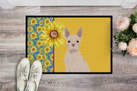 Summer Sunflowers White Boston Terrier Indoor or Outdoor Mat 24x36
