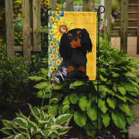 Summer Sunflowers Black and Tan Cavalier Spaniel Flag Garden Size
