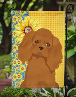 Summer Sunflowers Ruby Cavalier Spaniel Flag Garden Size