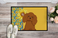 Summer Sunflowers Ruby Cavalier Spaniel Indoor or Outdoor Mat 18x27