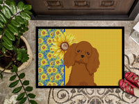 Summer Sunflowers Ruby Cavalier Spaniel Indoor or Outdoor Mat 18x27