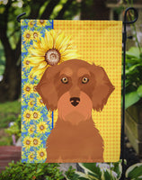 Summer Sunflowers Wirehair Red Dachshund Flag Garden Size