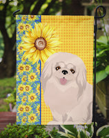 Summer Sunflowers White Pekingese Flag Garden Size