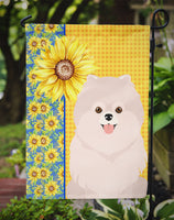 Summer Sunflowers White Pomeranian Flag Garden Size