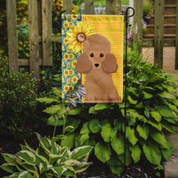 Summer Sunflowers Toy Apricot Poodle Flag Garden Size