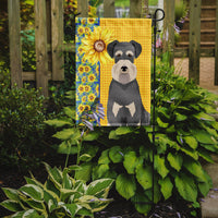 Summer Sunflowers Salt Pepper Natural Ears Schnauzer Flag Garden Size
