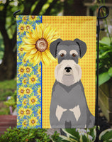 Summer Sunflowers Salt Pepper Natural Ears Schnauzer Flag Garden Size