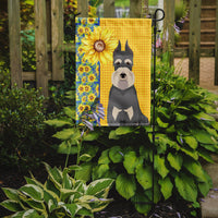 Summer Sunflowers Salt Pepper Schnauzer Flag Garden Size