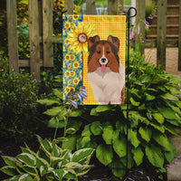 Summer Sunflowers Sable Sheltie Flag Garden Size