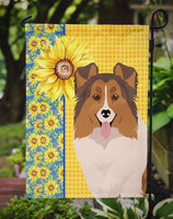 Summer Sunflowers Sable Sheltie Flag Garden Size
