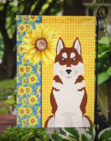 Summer Sunflowers Red Siberian Husky Flag Garden Size