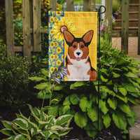 Summer Sunflowers Sable Pembroke Corgi Flag Garden Size