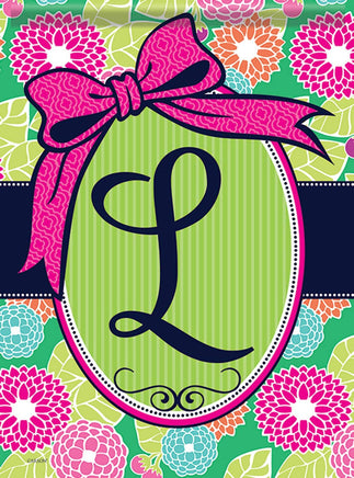 Carson Southern Floral Monogram L 46554 Carson Garden Flag 12.5" x 18" '46554 Flags