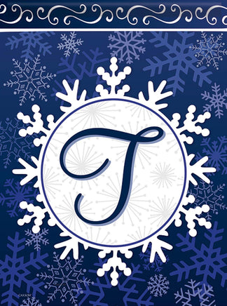 Carson Winter Snowflake Monogram T 46632 Carson Garden Flag 12.5" x 18" '46632 Flags