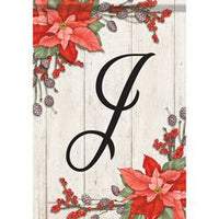 Carson Poinsettia Monogram J 49111  Carson Garden Flag 12.5" x 18" '49111 Flags
