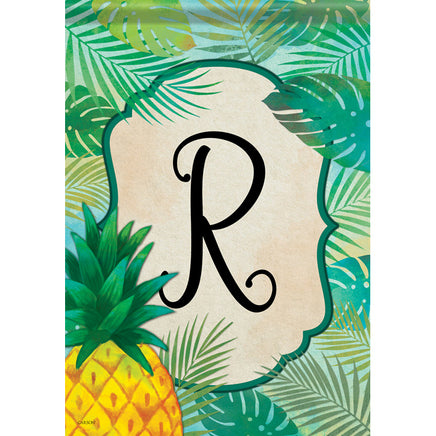 Carson Palms & Floral Monogram R Dura Soft 49278 Carson Garden Flag 12.5" x 18" '49278 Flags