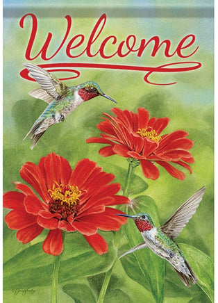 Carson Zinnias and Hummingbirds 46535 Carson Garden Flag 12.5" x 18" '46535 Flags