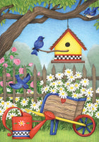 BIRDHOUSE DAISIES FLAG