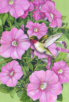 HUMMINGBIRD AND PETUNIAS FLAG