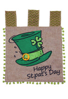 ST. PAT TOP HAT BURLAP FLAG