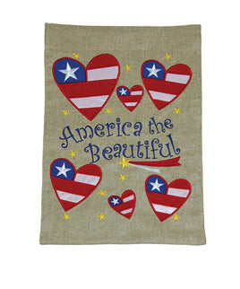 AMERICA THE BEAUTIFUL BURLAP FLAG