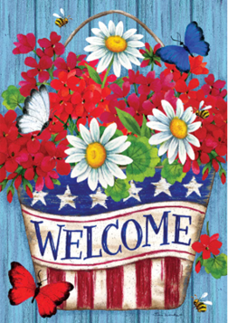 Patriotic Flowers 3627 Decorative Flag