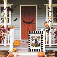 Halloween Boo Y'All Pumpkin Ghost Garden Flag Black Cat Watercolor Stripe Halloween Yard Flag Double Sized Burlap Farmhouse Outdoor Yard Decor 12.5 X 18 Inch (Stripe Boo Y'All)
