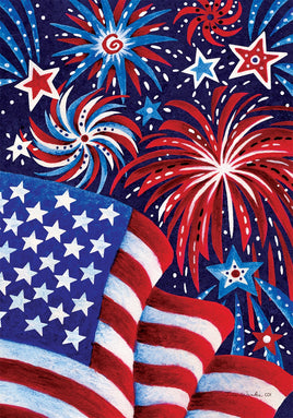 Fireworks and Flag  3986  Decorative Flag