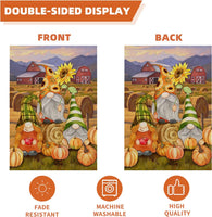 Gnome Fall Garden Flag 12X18 Double-Sided Autumn Garden Flag Farm Sunflower Harvest Vertical Lawn Sign Home Outdoor Decoration