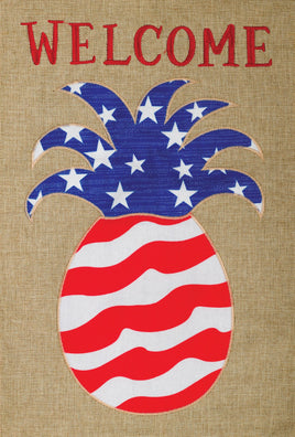 BurlapPatriotic Pineapple  4655  Decorative Flag