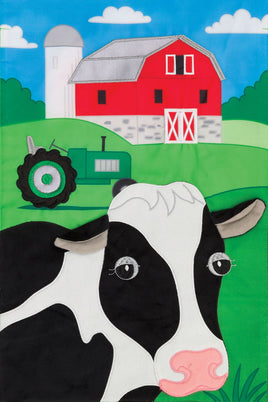 AppliqueCow & Barn  4907  Decorative Flag