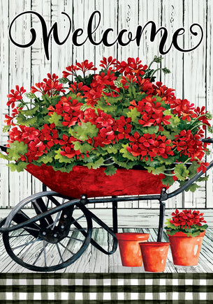 Geranium Wheelbarrow  5083  Decorative Flag