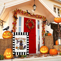 Halloween Boo Y'All Pumpkin Ghost Garden Flag Black Cat Watercolor Stripe Halloween Yard Flag Double Sized Burlap Farmhouse Outdoor Yard Decor 12.5 X 18 Inch (Stripe Boo Y'All)