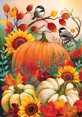 Pumpkins and Chickadees  5224  Decorative Flag