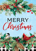 Cardinal and Chickadees  5240  Decorative Flag