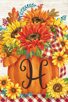 Pumpkin Sunflowers Mono H  5277  Decorative Flag